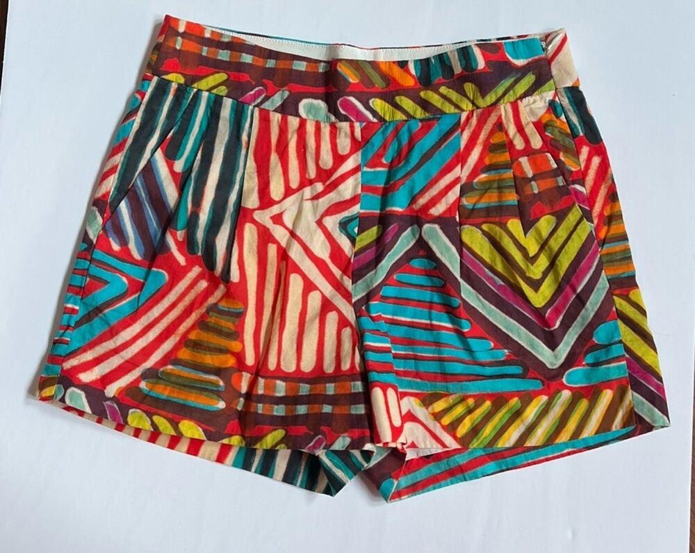 J Crew Collection Geo Brushstroke Colorful Geometric Printed Shorts Size 0